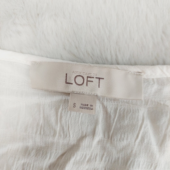 LOFT Cream Rayon Sheer Long Sleeve Ruffle Blouse 5093 - Picture 5 of 8